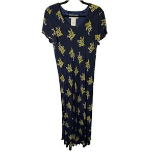 Vintage Jessica Howard Maxi Dress Womens 14 Blue Floral Butterfly Cottage 90's